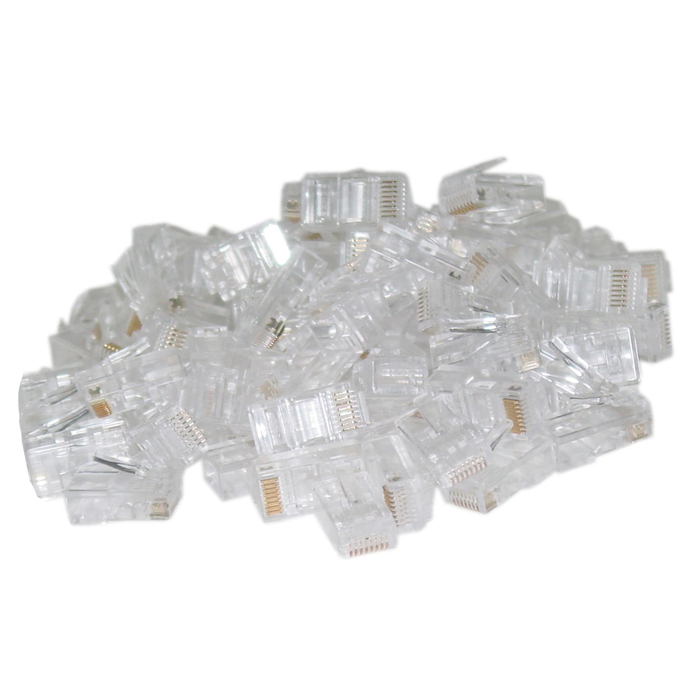 108705 - CAT5e RJ45 Crimp-On Connector Plugs for Stranded Cable - Bag of 100